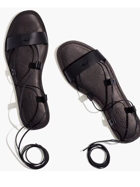 Madewell Boardwalk Lace-Up Sandals - Black - 7.5